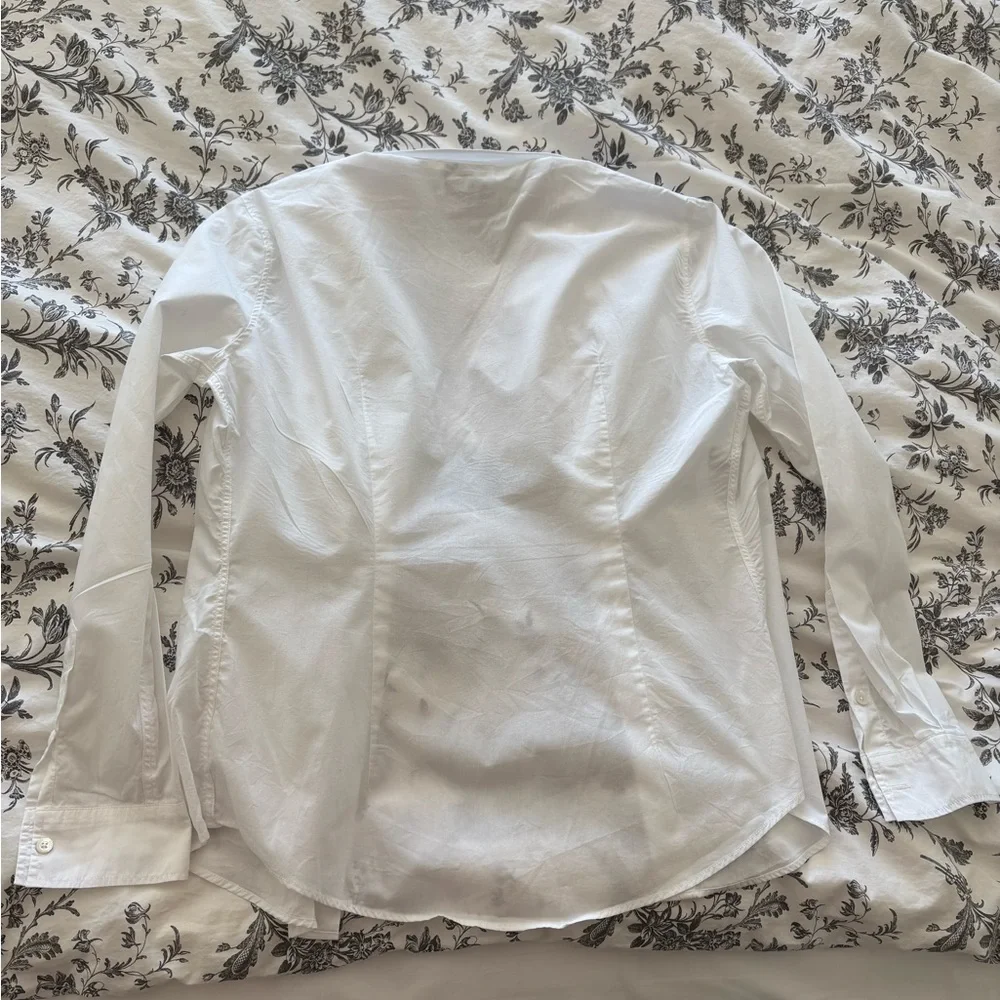 Moschino White Ruffled Button-Up Shirt - Picture 5 of 7